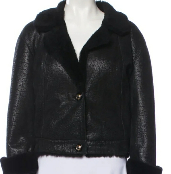 NWOT MARC JACOB'S BLACK ๐ค SHORT SHEARLING JACKET SZ MEDIUM ..... - Picture 4 of 11